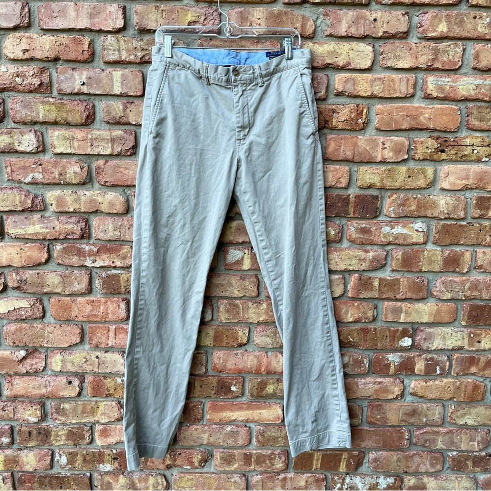 RALPH LAUREN MENS POLO 32/34 KHAKI UNIFORM SCHOOL PANTS FLAT FRONT STRAIGHT FIT